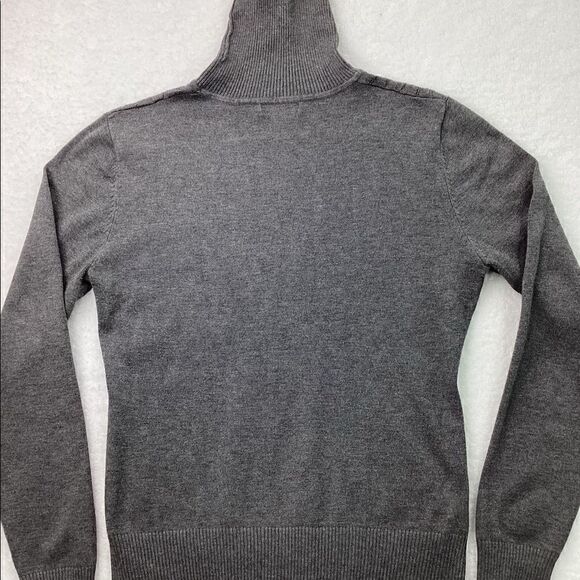 Eclectic Grey High Turtleneck Wavy Pattern Knit Sweater Size Large - Picture 5 of 16